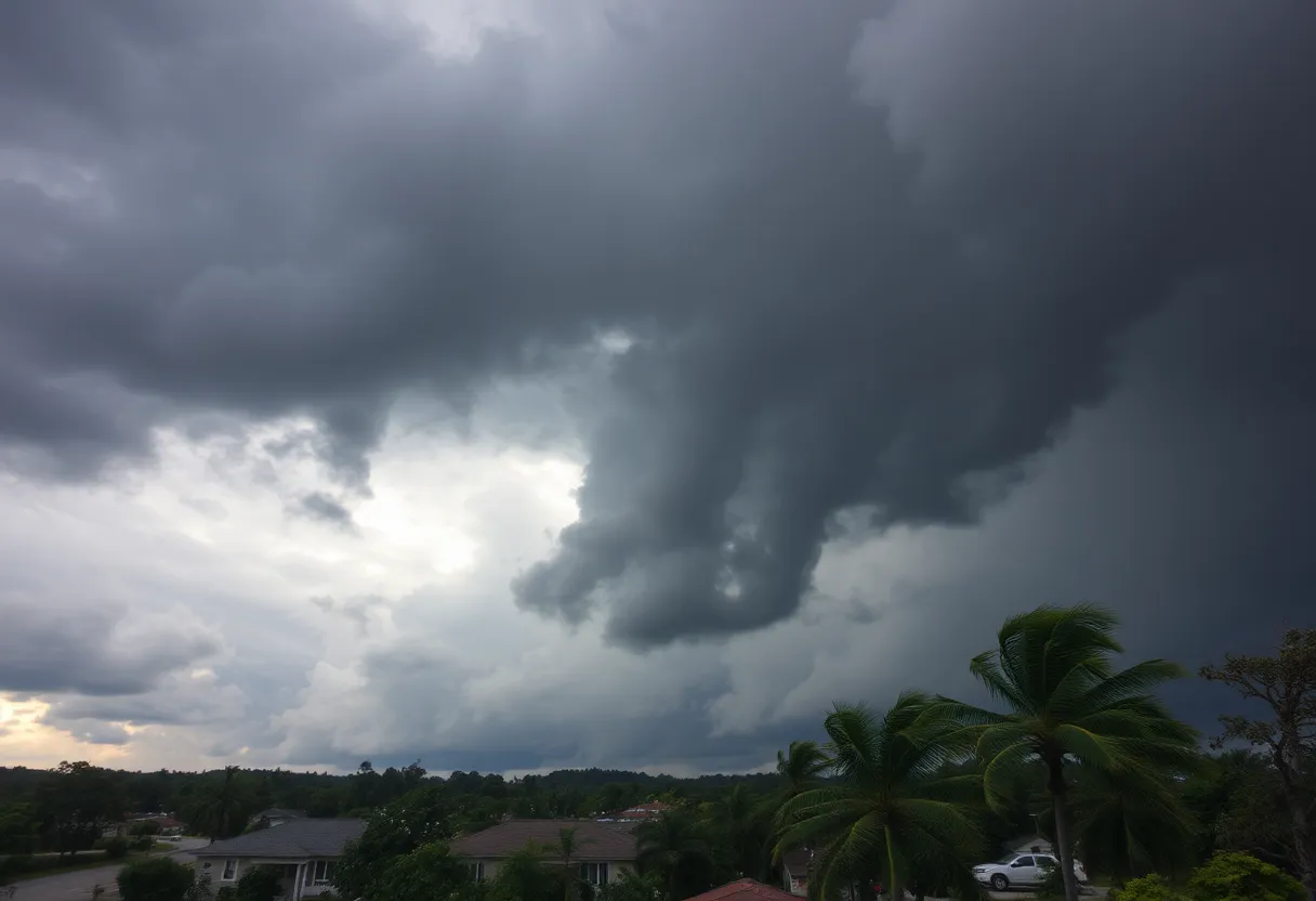 Dark storm clouds over Newberry SC indicating severe weather