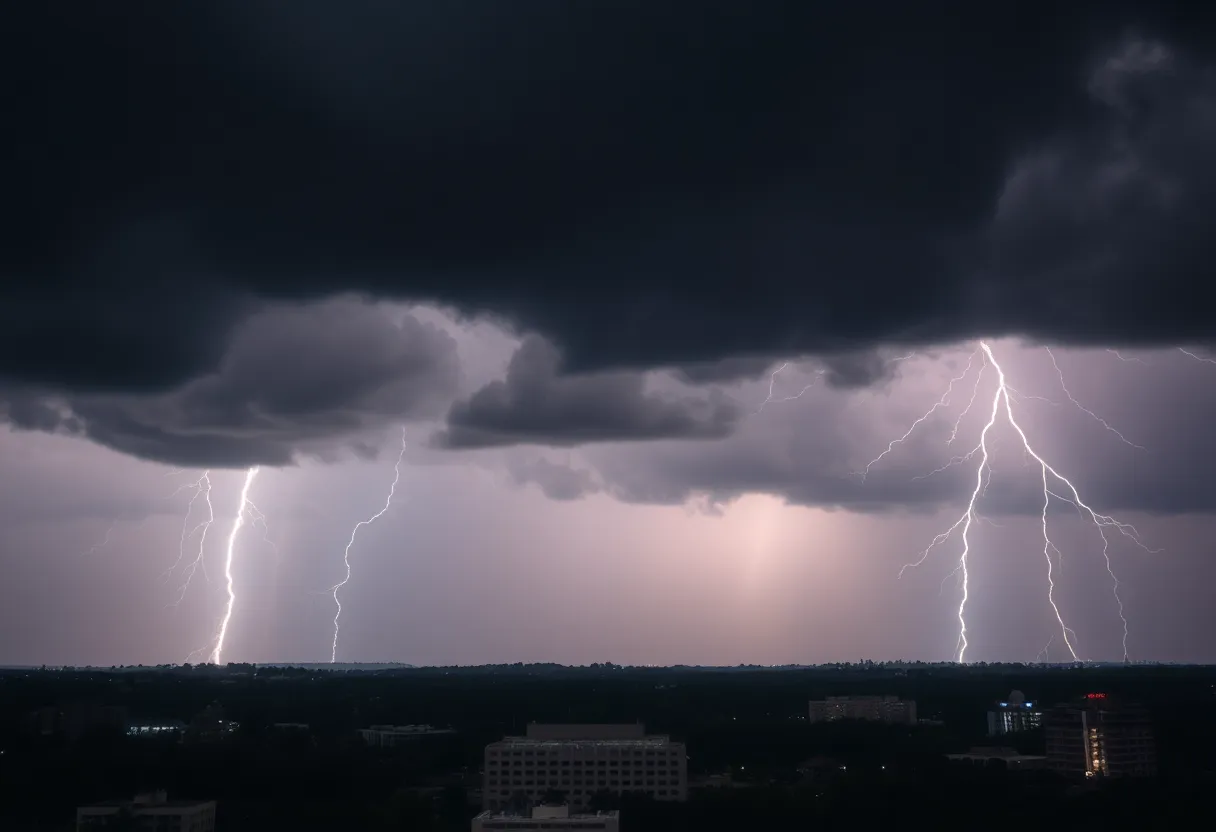 Severe thunderstorms over Columbia, South Carolina