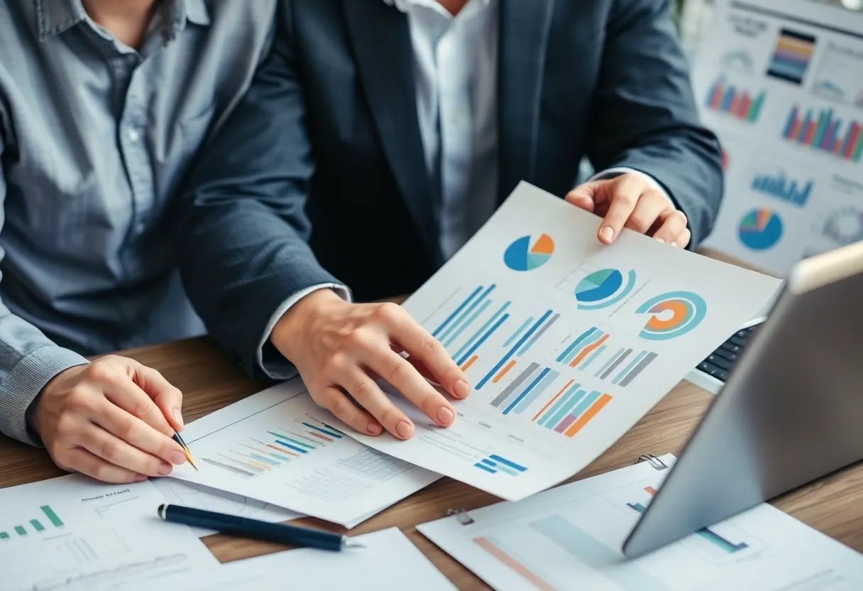 Professional reviewing case studies for digital marketing