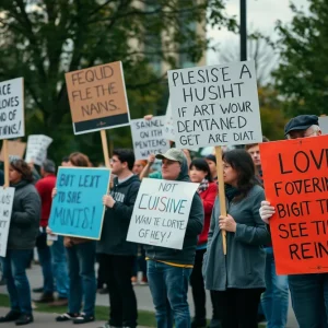 Demonstrators holding religious signs in Chapin