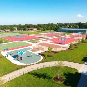 Illustration of the Clinton Recreation Complex featuring fields and walking trails
