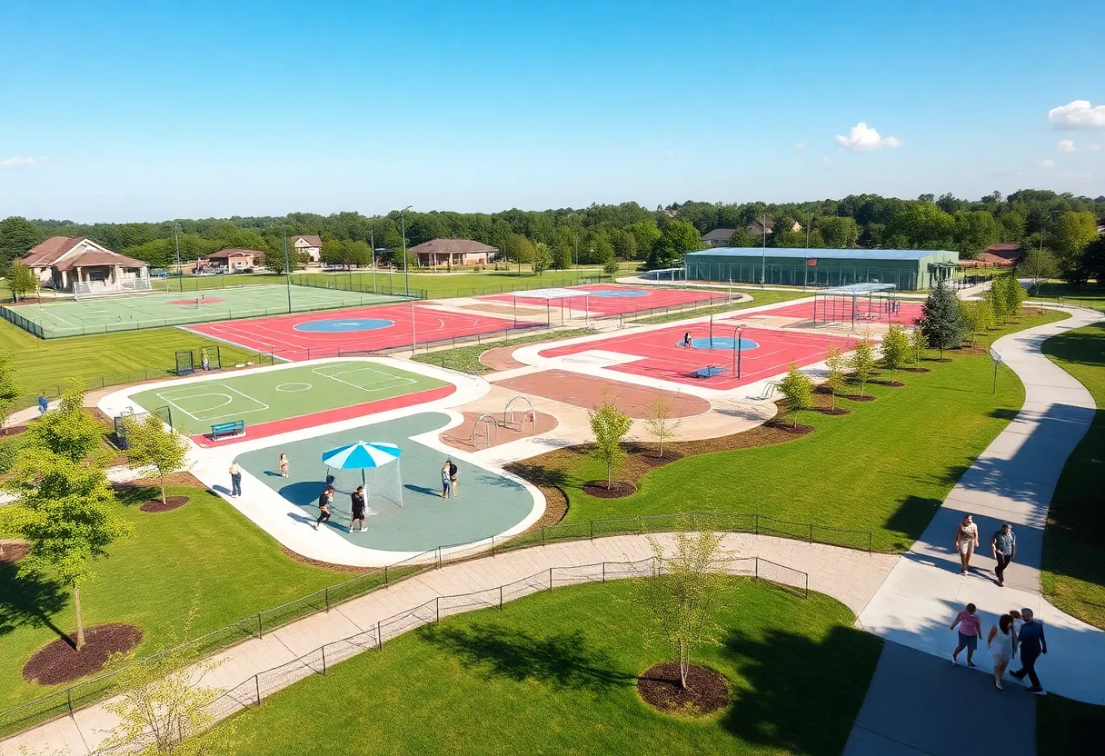 Illustration of the Clinton Recreation Complex featuring fields and walking trails