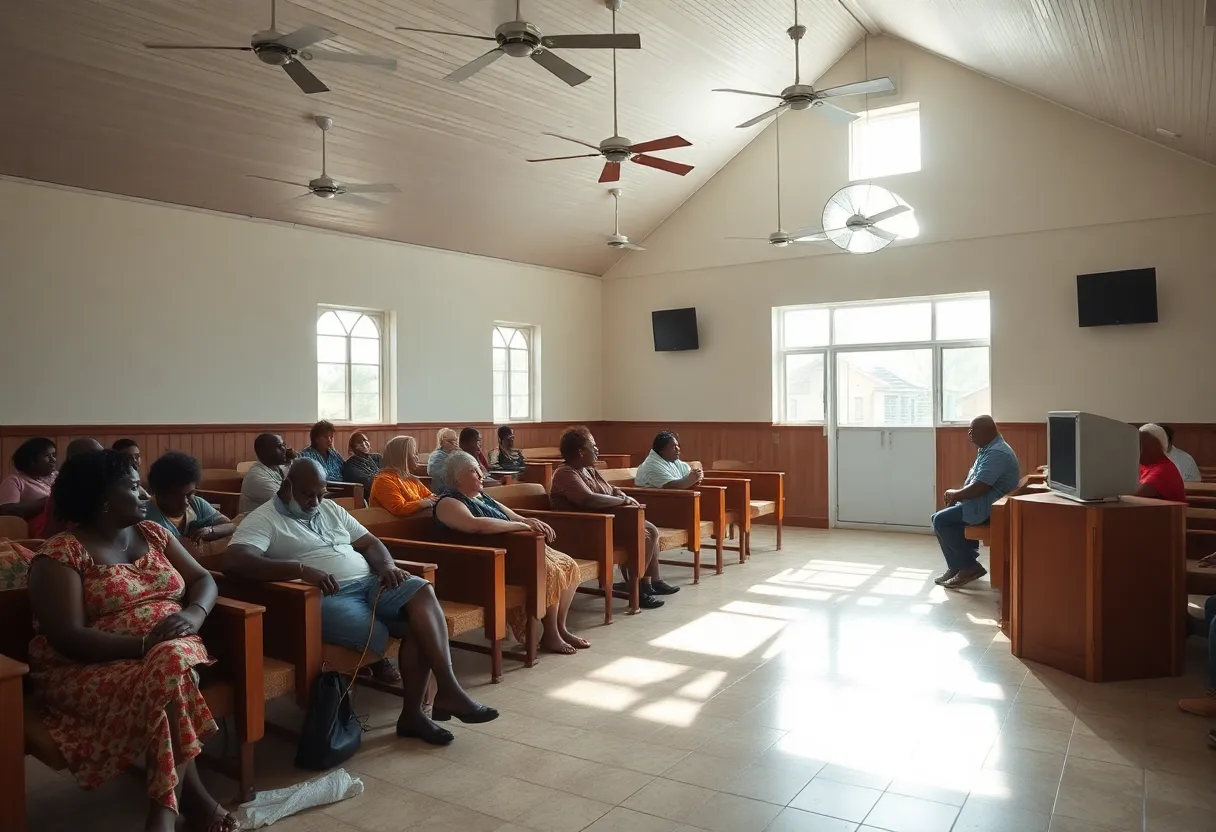 People seeking relief from heat inside a cooling station at O'Neal Street United Methodist Church