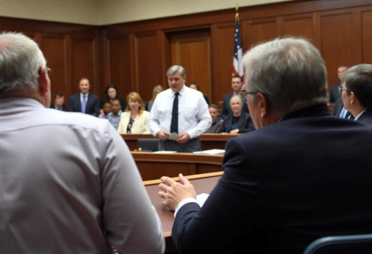 A courtroom scene during the hearing about Harvard funding cuts