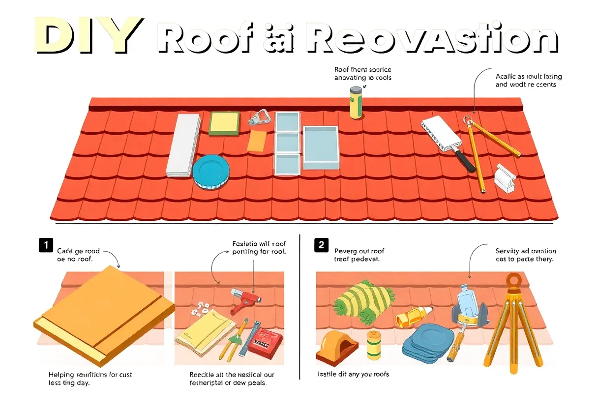 Illustration of the DIY roof renovation process