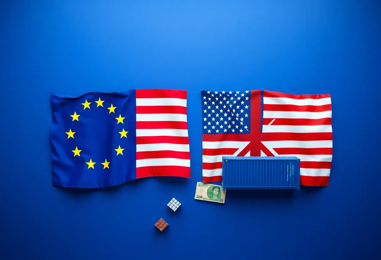 Illustration of a trade agreement between the EU and US