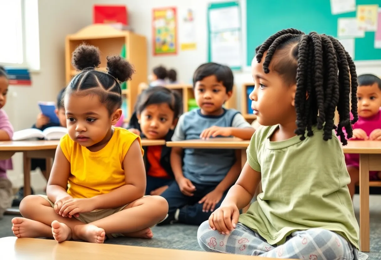 Children participating in a Head Start program classroom
