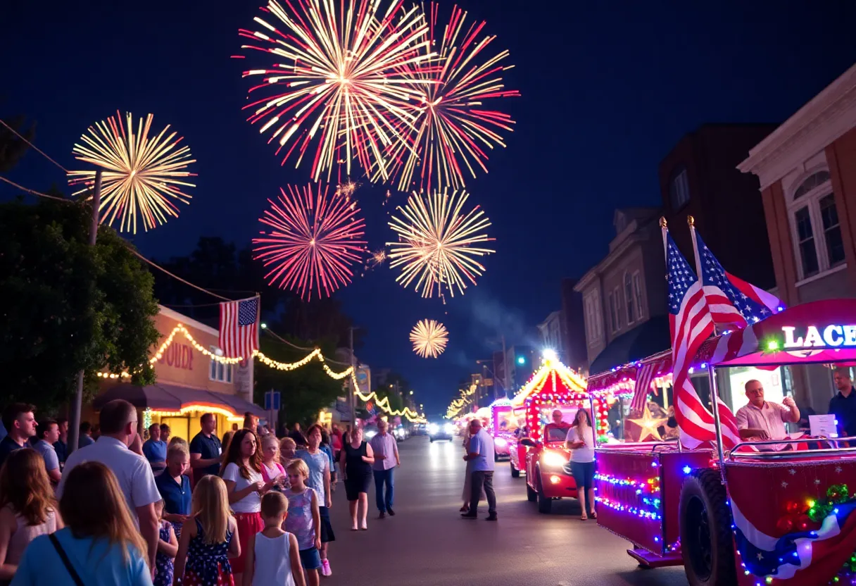 Fireworks lighting up the sky during Independence Day festivities in South Carolina.