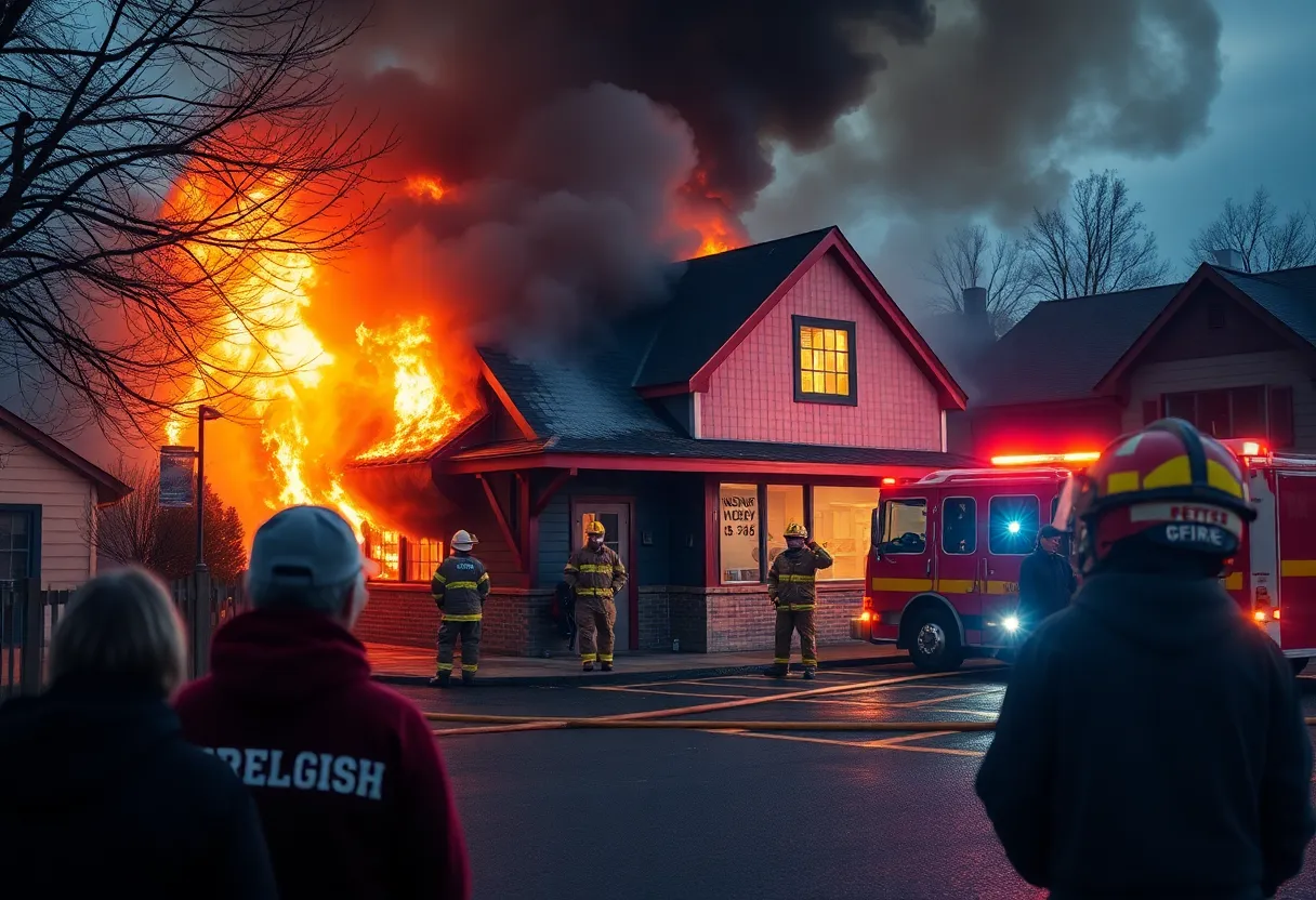 Emergency responders at the scene of a fire incident involving a local councilman