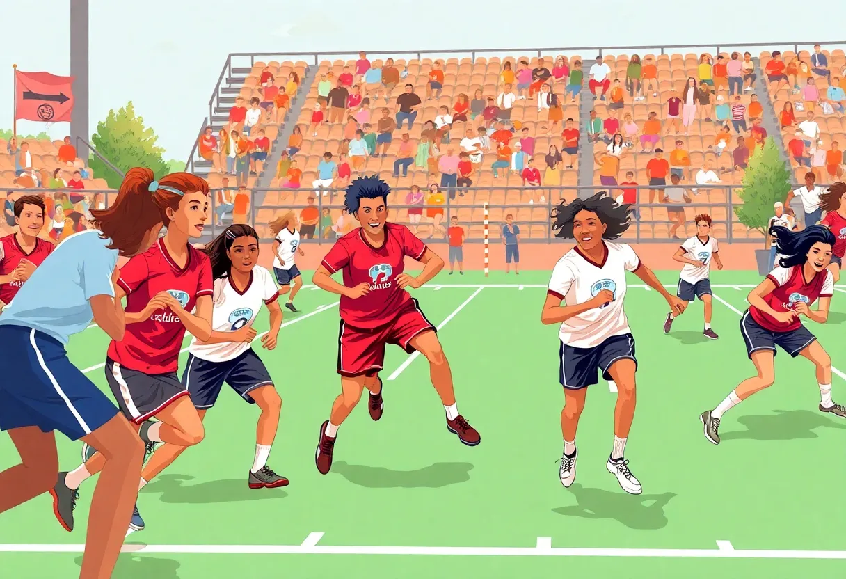 Athletes competing in a college sports event