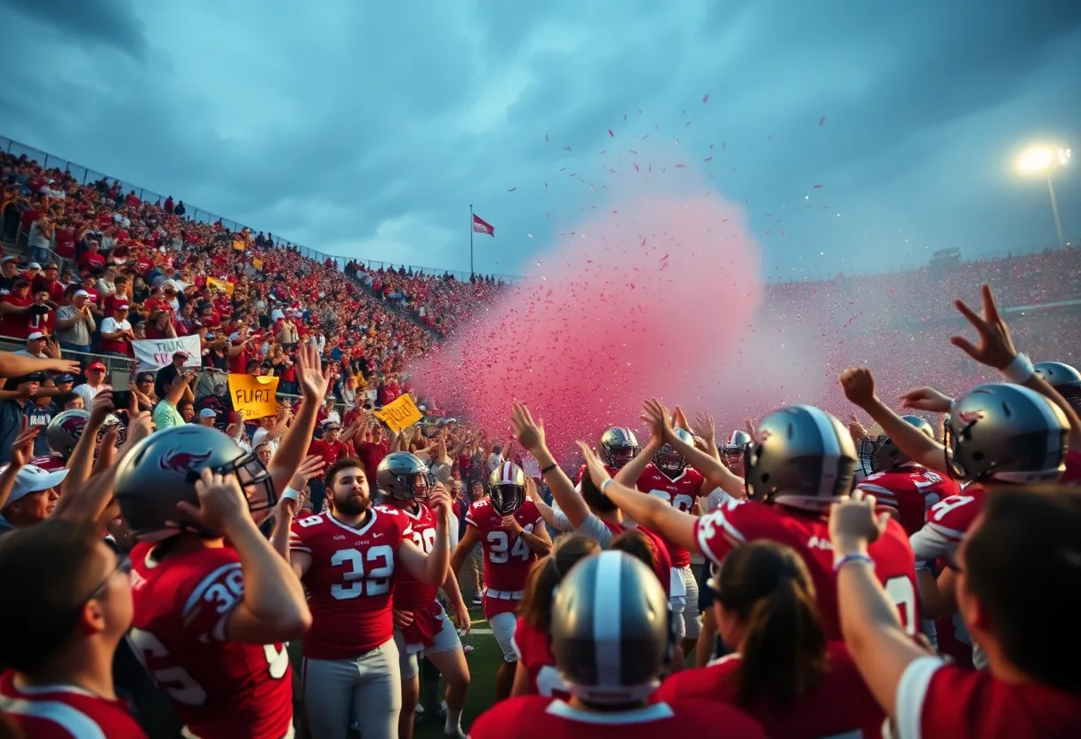 Newberry College football players in action during a game.