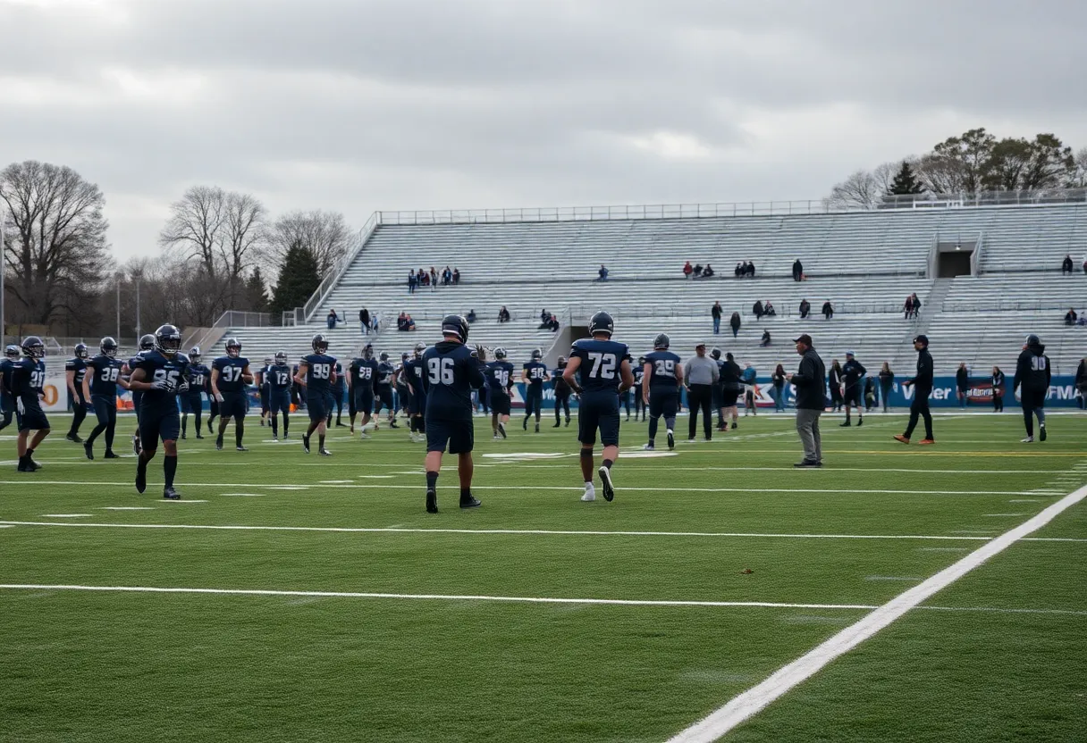 Newberry College football team practicing on the field