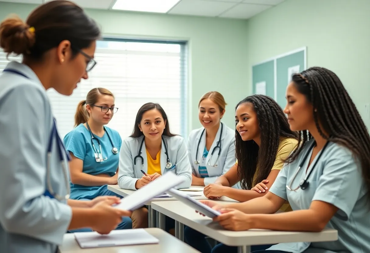 Diverse students in a nursing classroom at Newberry College