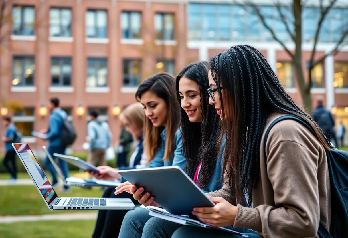 Students studying online at Newberry College