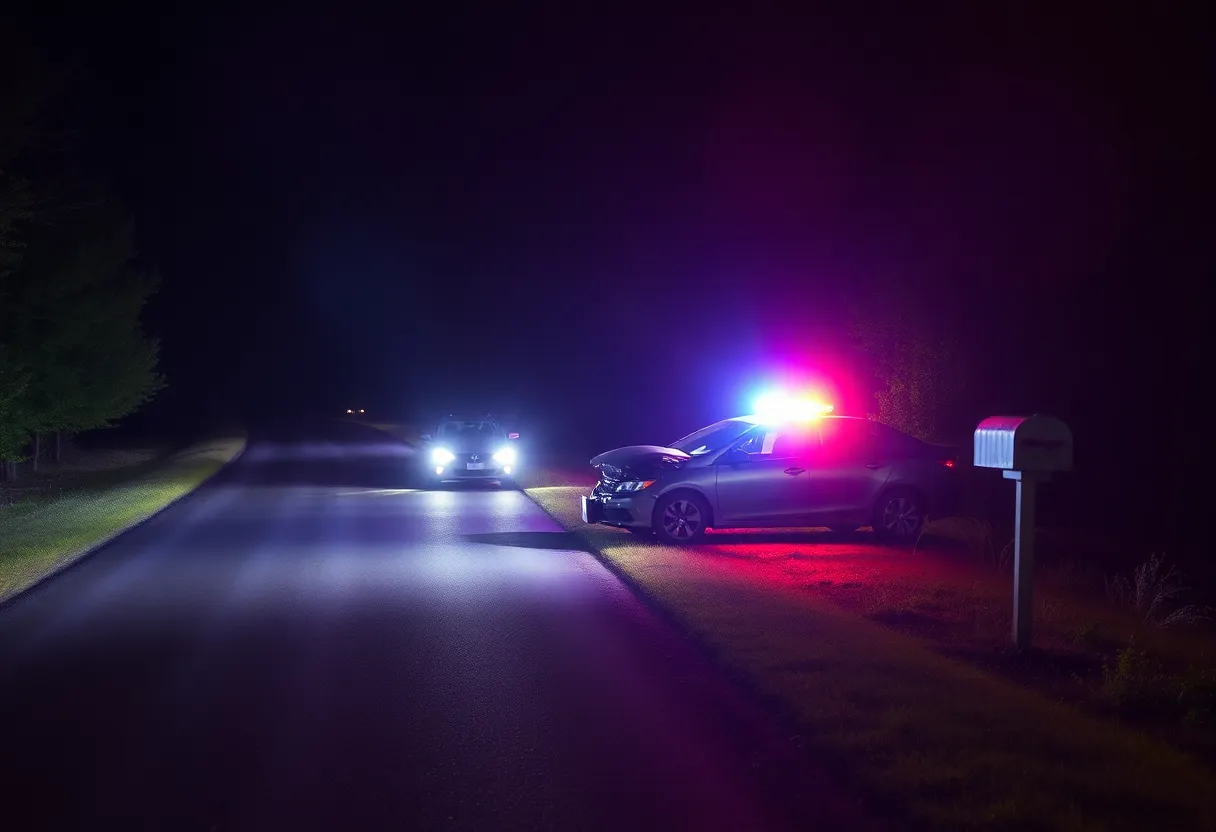 Crash site on a rural road in Newberry County