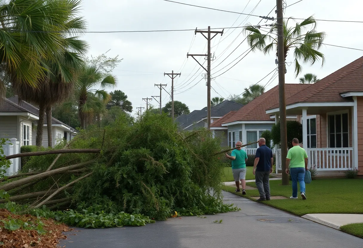 Community members assisting in recovery efforts after Hurricane Helene in Newberry County