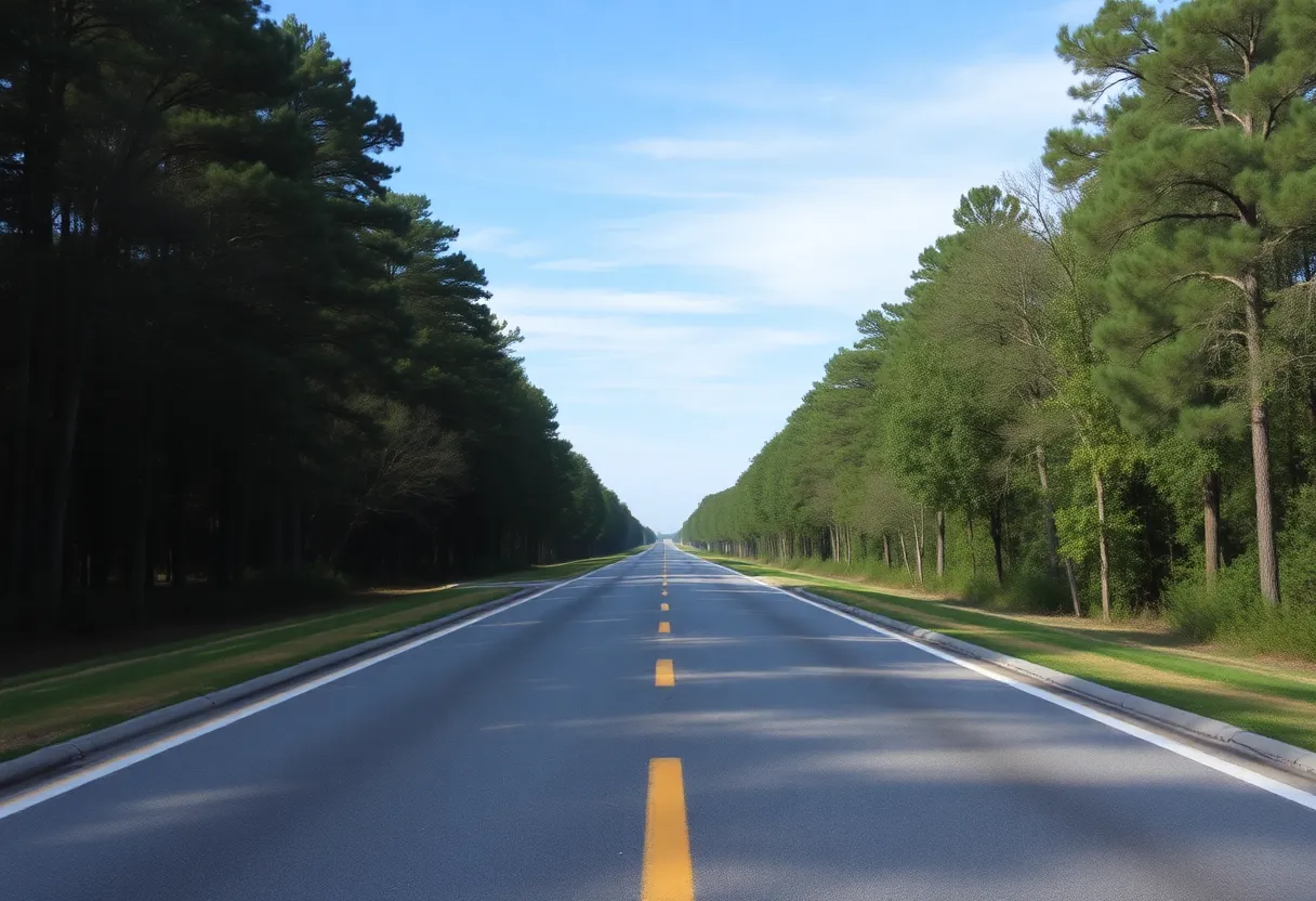 Empty road in Newberry County, South Carolina