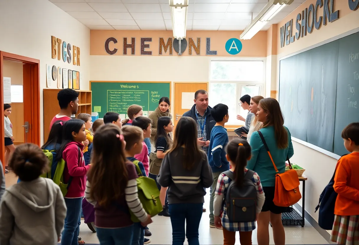 Students and teachers interacting in a school setting in Newberry County