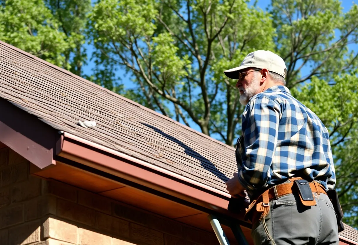 Homeowner checking roof for signs of pests and damage