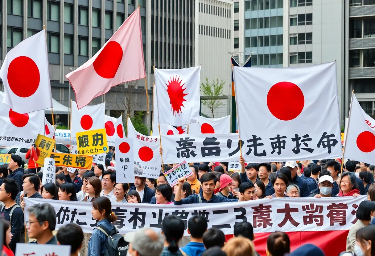 Supporters of Sanseito party at a rally in Japan