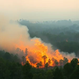 South Carolina Wildfire Burning