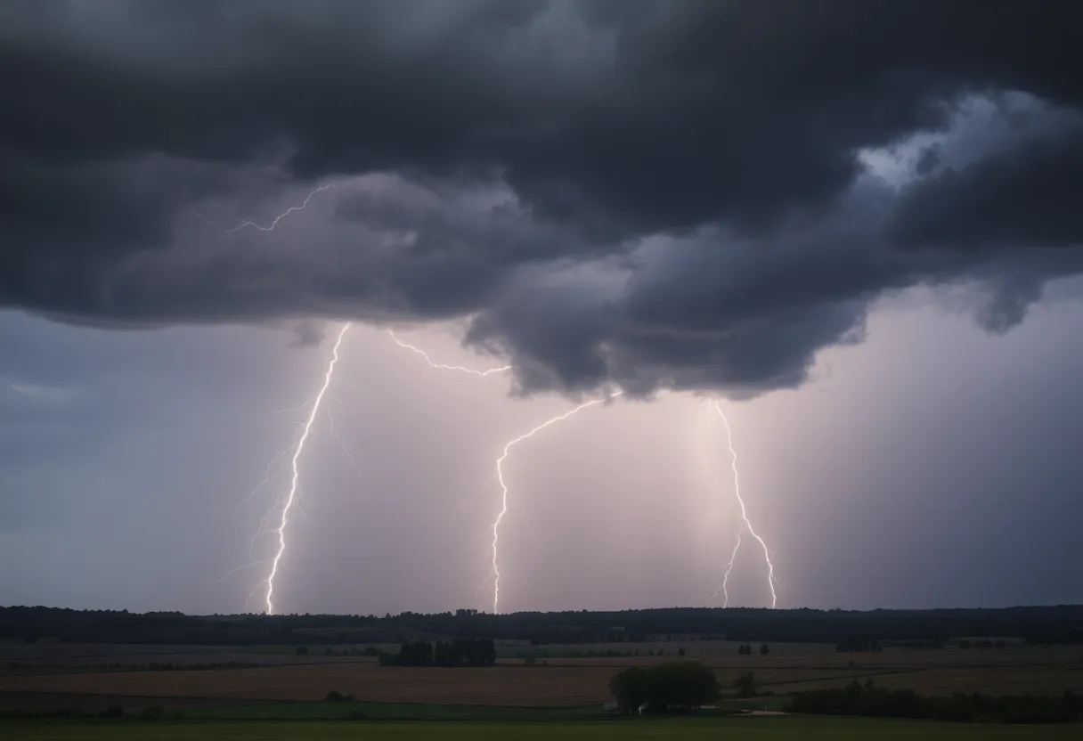Dramatic thunderstorm with lightning over Fairfield County
