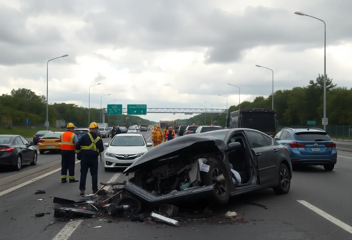 Traffic accident scene in South Carolina