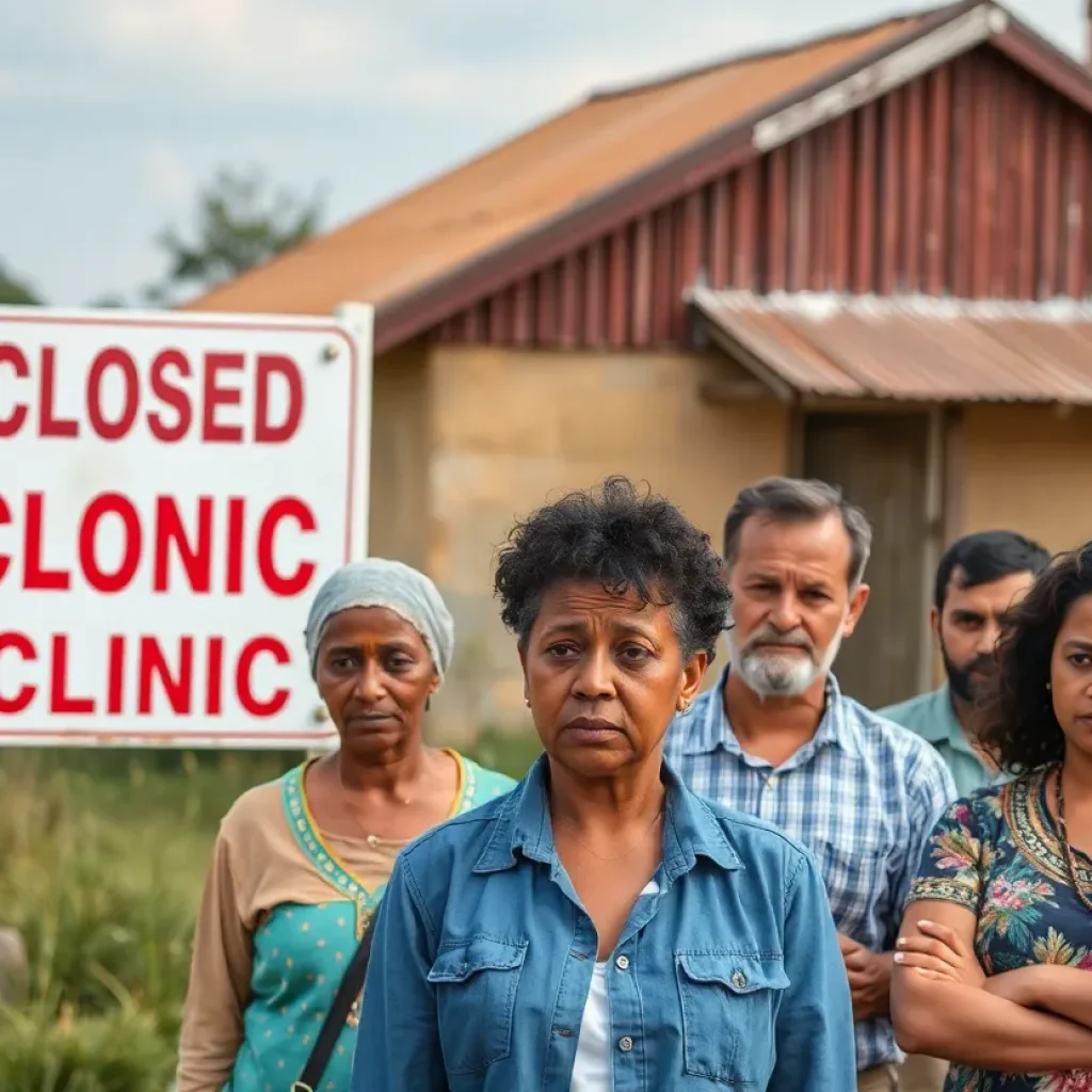 Healthcare challenges signifying clinic closures in rural areas.