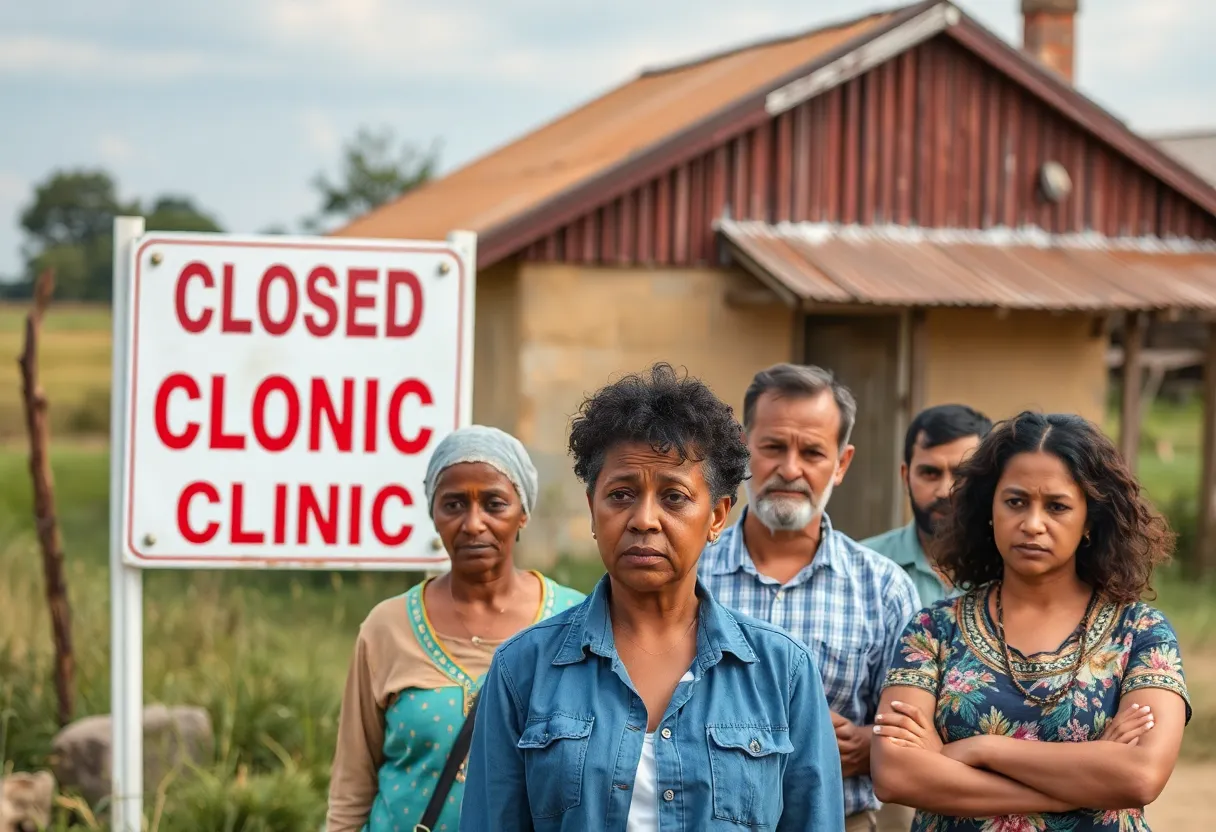 Healthcare challenges signifying clinic closures in rural areas.