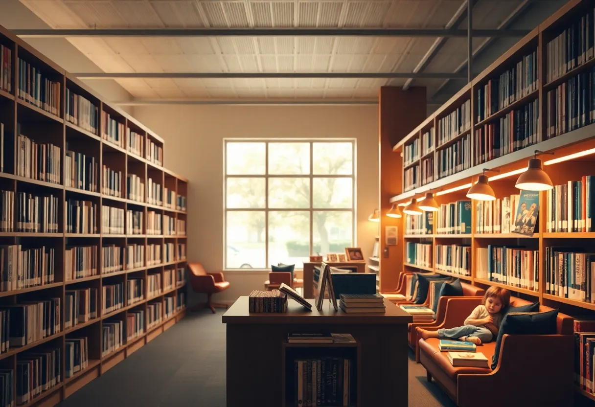 A warm and inviting library space inspiring learning and creativity.