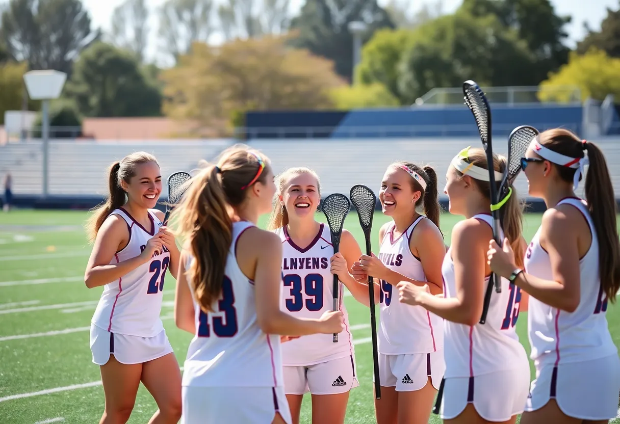 Newberry College women's lacrosse team celebrating a victory