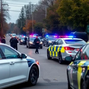 Police vehicles at a shooting scene in Newberry County