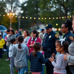 Community gathering during National Night Out at Mollohon Park