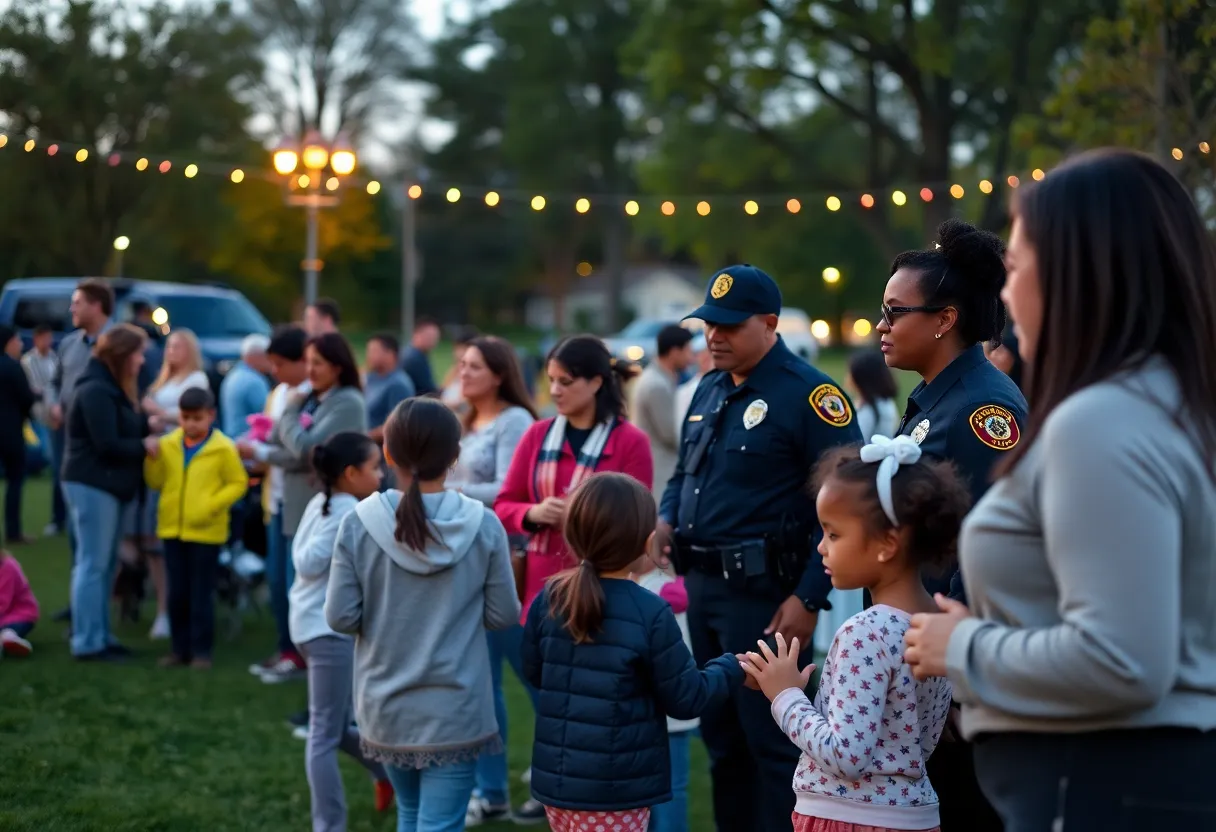 Community gathering during National Night Out at Mollohon Park