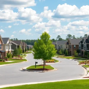 Residential area in Newberry, South Carolina with new homes