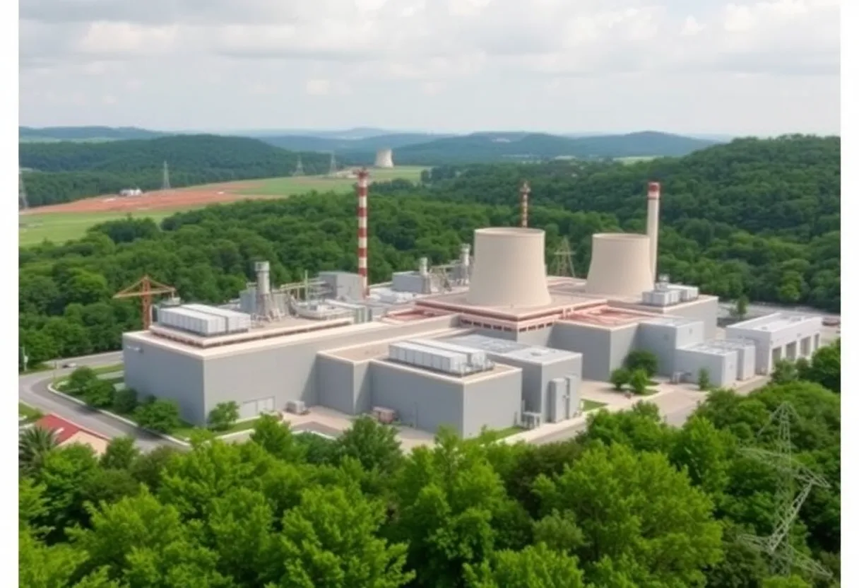Modern nuclear power plant in South Carolina with green landscape