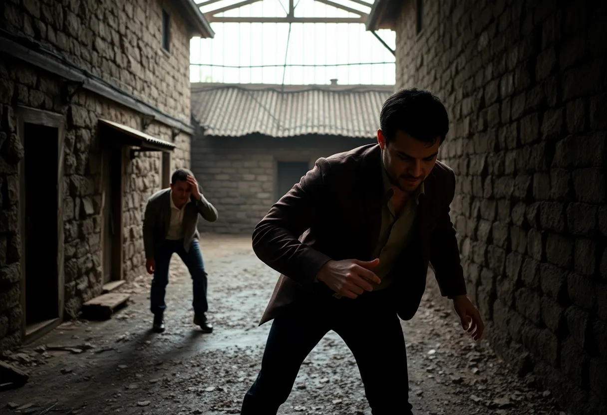 Illustration of a prison escape scene