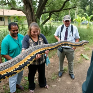 Albino reticulated python captured in Newberry County
