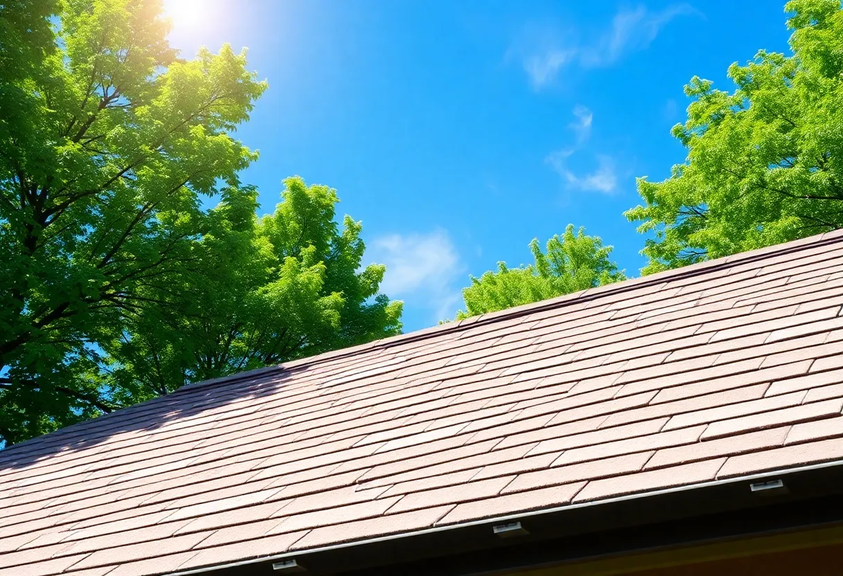 A homeowner inspecting their roof for maintenance