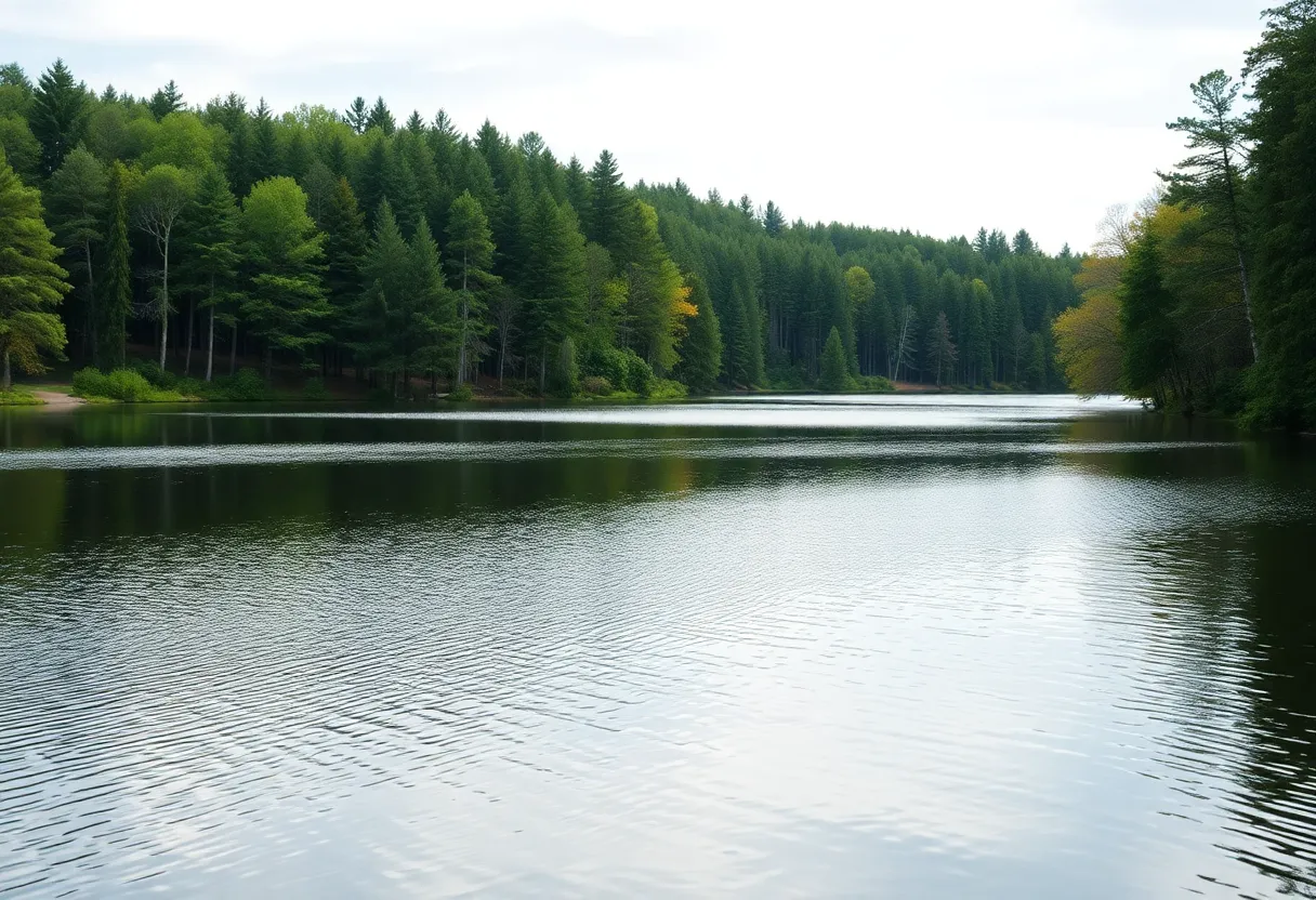 A peaceful lake representing family memories and community