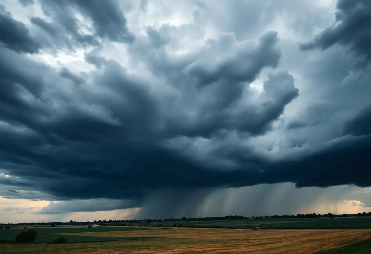 Dark storm clouds and lightning over Newberry County