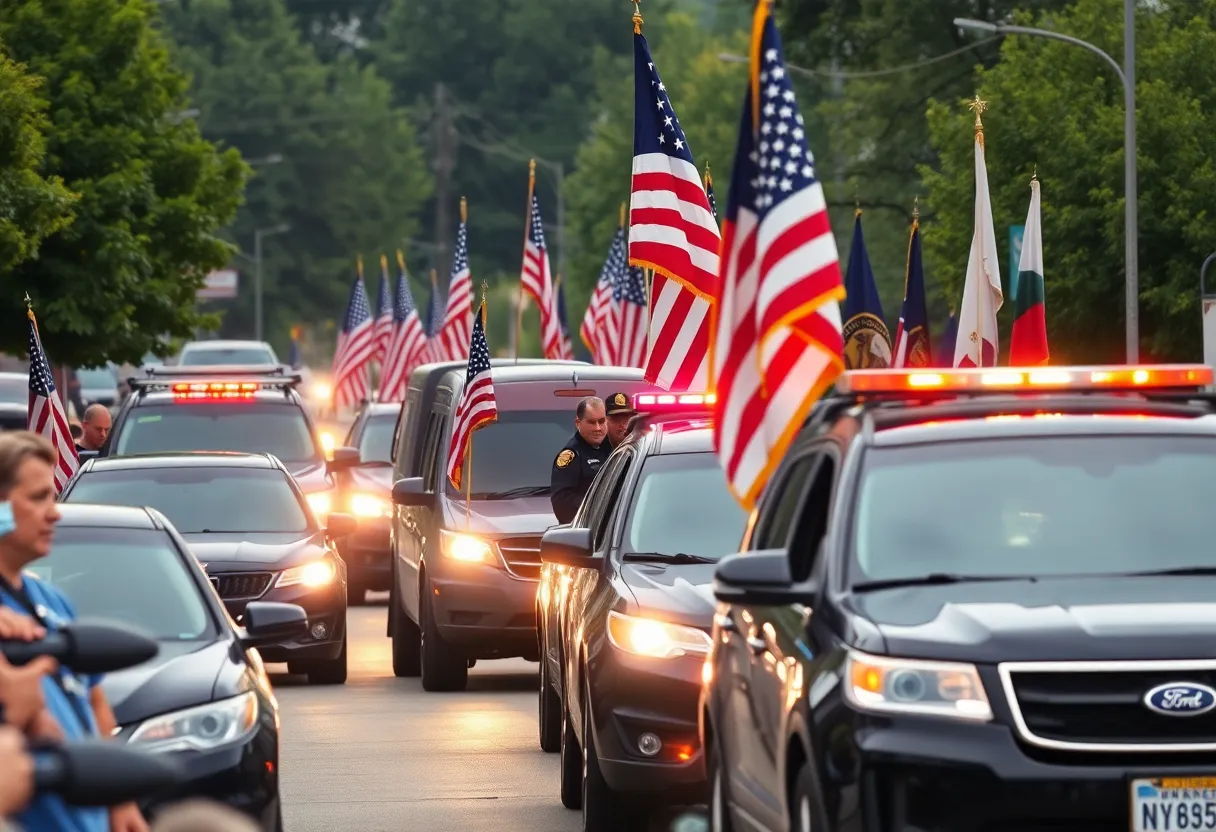 First responders and community members honoring Trooper Ricks in a procession