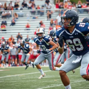 Action shot of a South Carolina high school football game