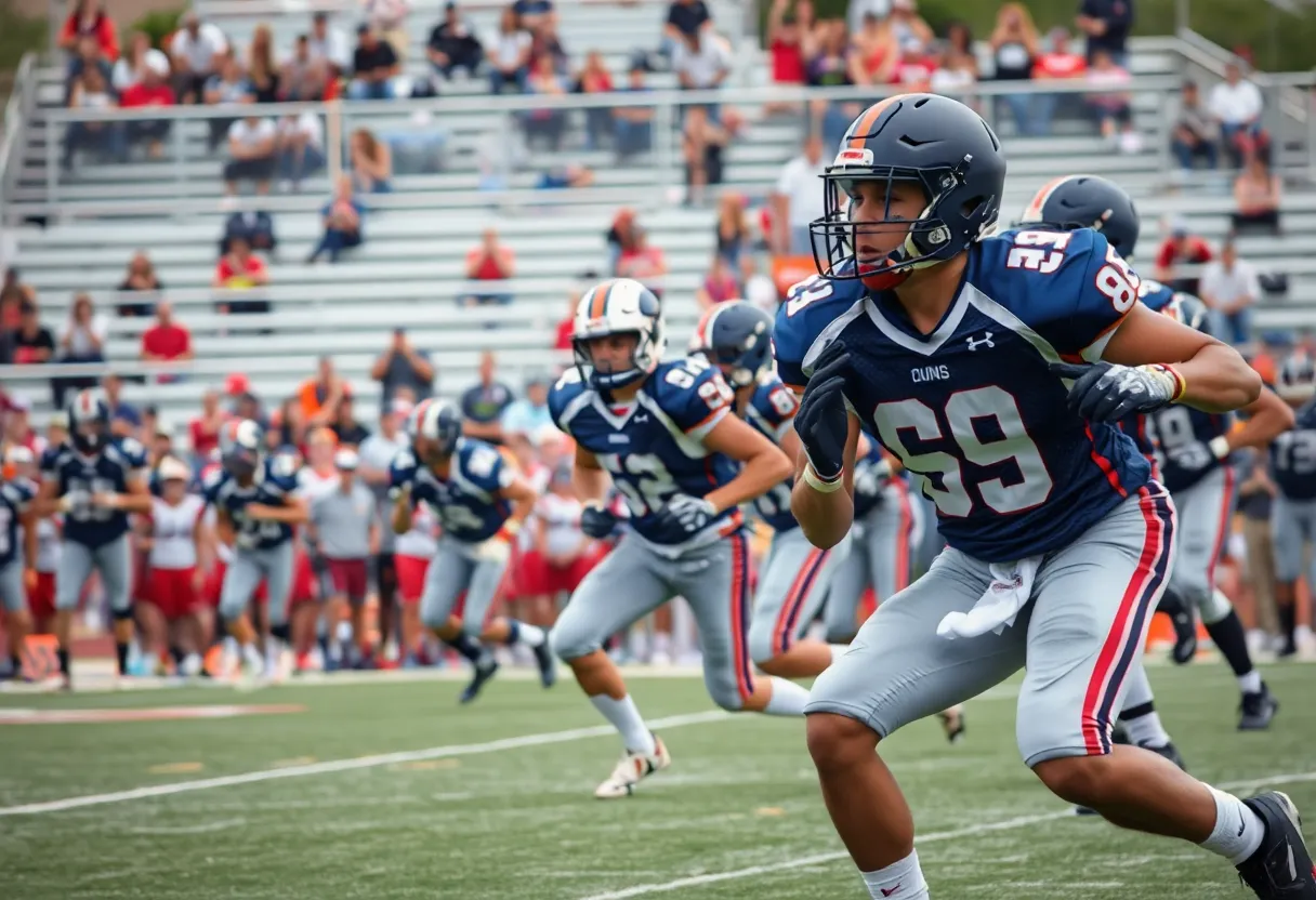 Action shot of a South Carolina high school football game