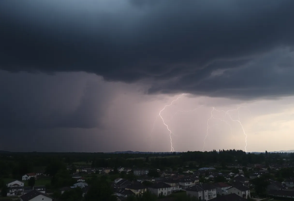 Dark storm clouds and lightning over Newberry County