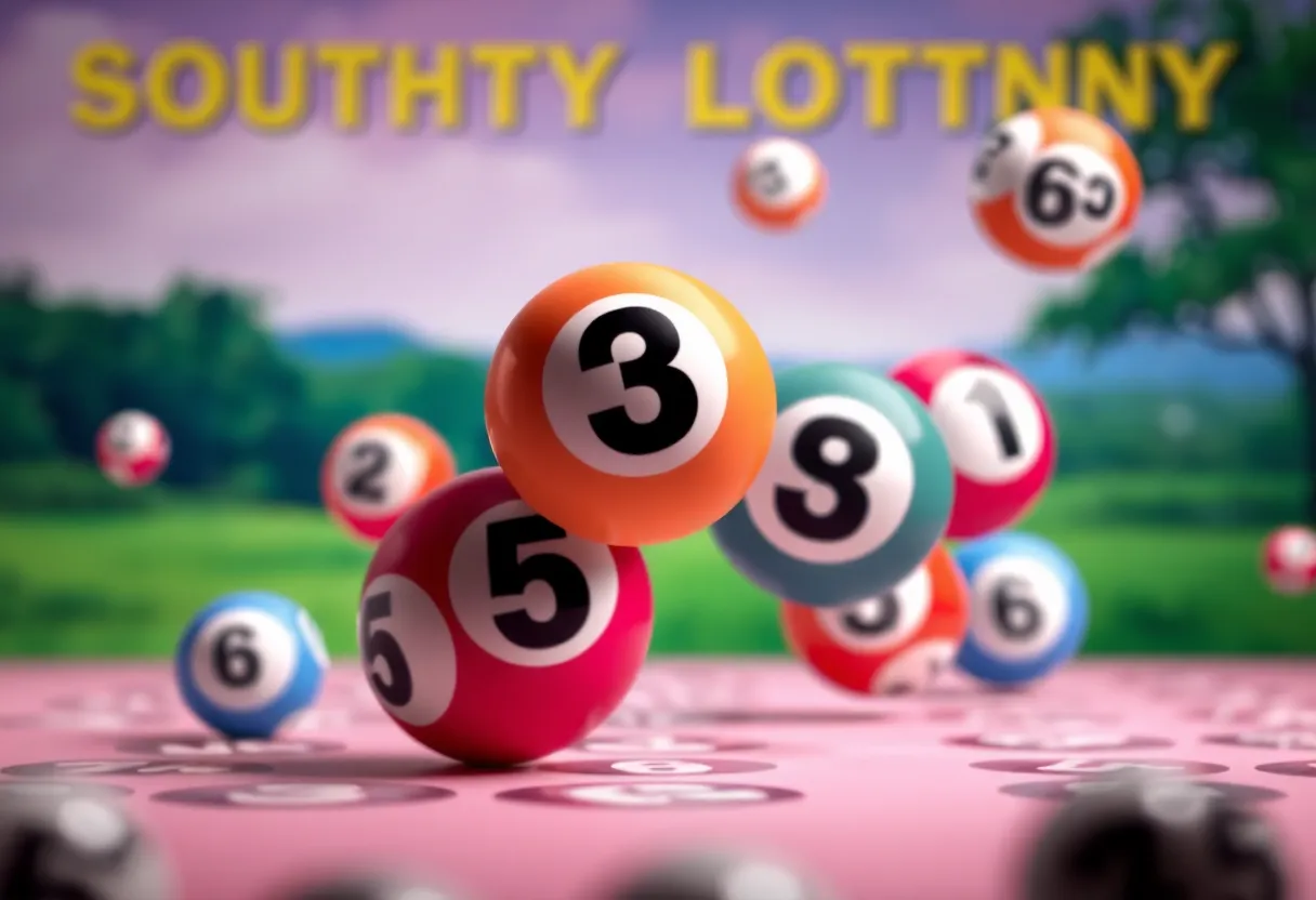 Abstract representation of a lottery draw event with colorful balls
