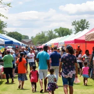 Families enjoying community events in Aiken under sunny weather