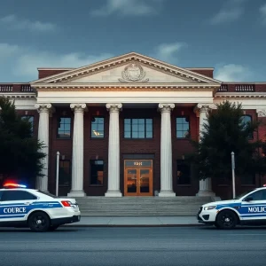 Chester County Courthouse with police presence