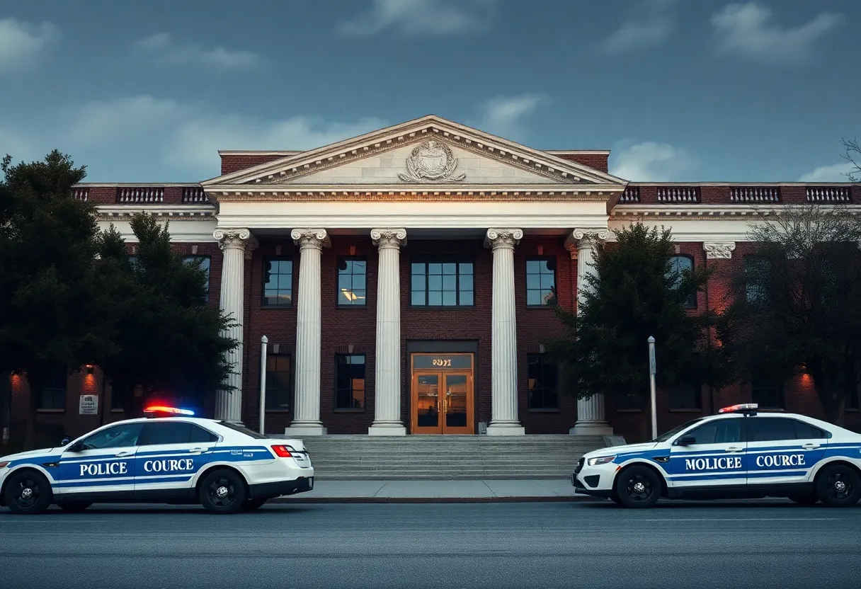 Chester County Courthouse with police presence