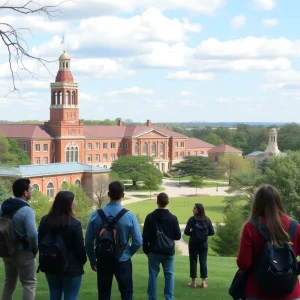 Students on Clemson University campus discussing current events